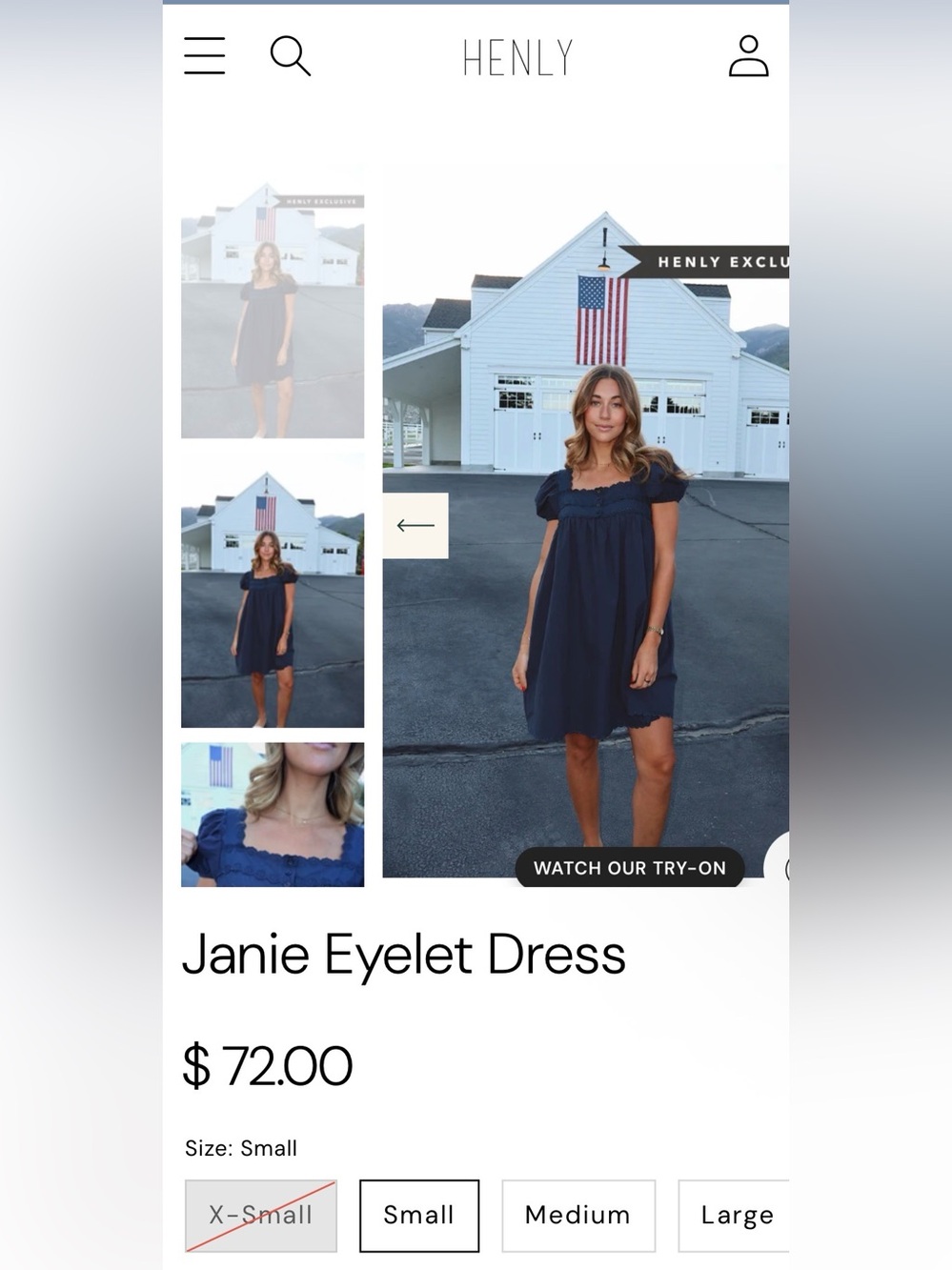 Henly Eyelet Mini Dress in Blue Size Small NWT
